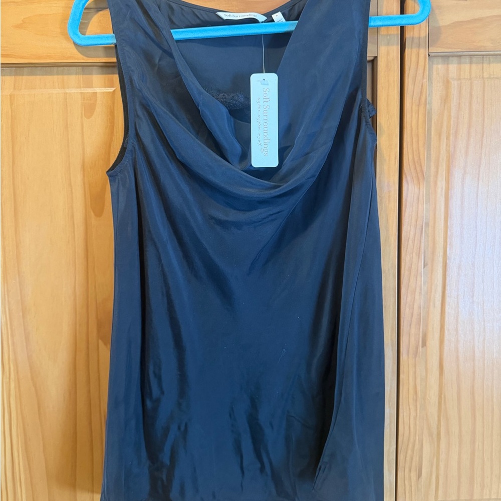 Soft Surroundings Black Draped Cowl Neck Camisole